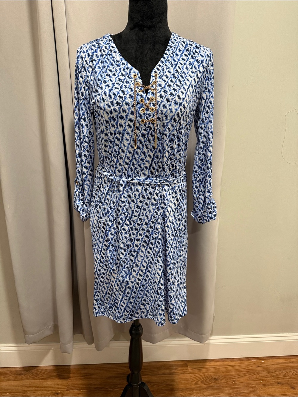 Blue & White Print Dress
